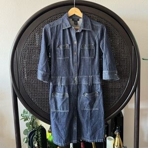 Vintage Express Denim Trench Shirt Dress